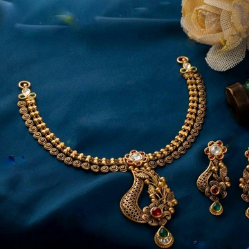 22KT / 916 Gold antique wedding half necklace set... by 