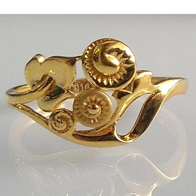 22KT / 916 Plain Gold Flower Design ring for ladies LRG0804